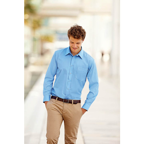 Mens Poplin Shirt Long Sleeve Black L