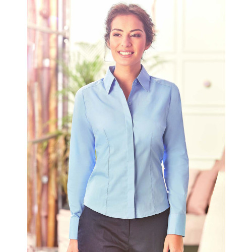 924F CL Russell Ladies Long Sleeve Fitted Poplin Shirt CLEARANCE