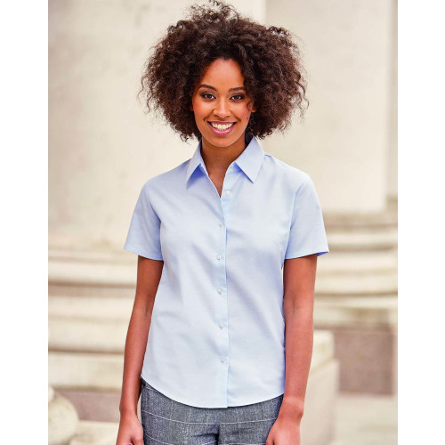 933F CL Russell Ladies Short Sleeve Easy Care Oxford Shirt        CLEARANCE