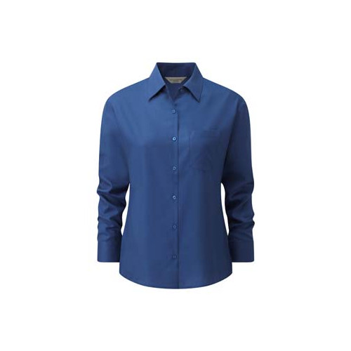934F CL Russell Ladies Long Sleeve Easy Care Poplin Shirt        CLEARANCE