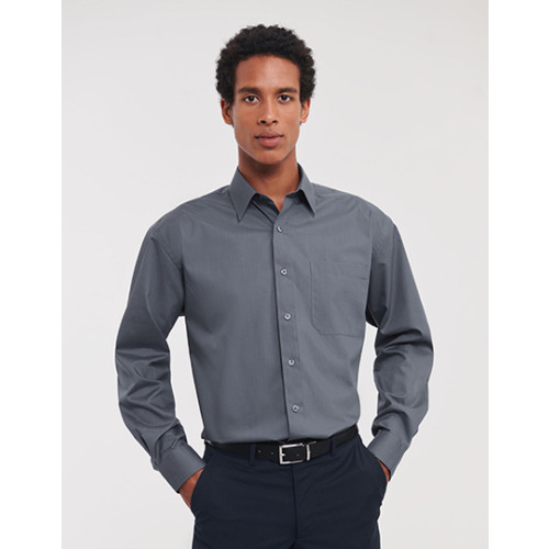 934MÂ Russell MenÂ´s L/S Poly-Cotton Easy Care Poplin Shirt