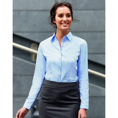 962F CL Russell Ladies Long Sleeve Herringbone Shirt        CLEARANCE