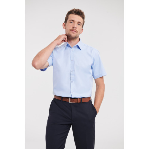 963M Men's S-Sleeve Tailored Herringbone Shirt