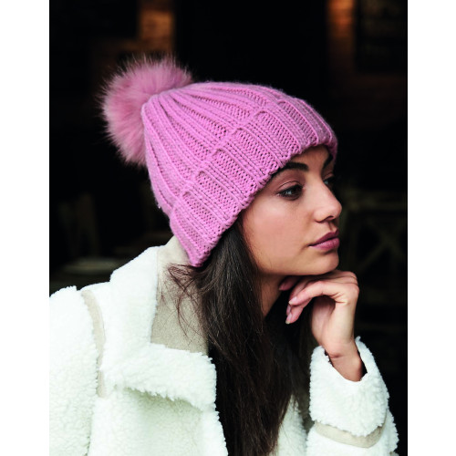 BB413 Beechfield Verbier Fur Pop Pom Beanie