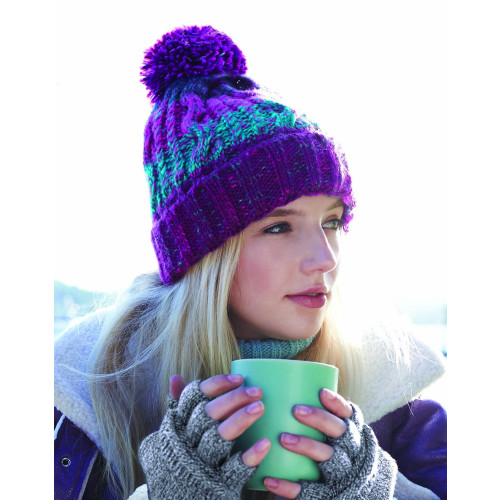 BB486 Beechfield Corkscrew Pom Pom Beanie
