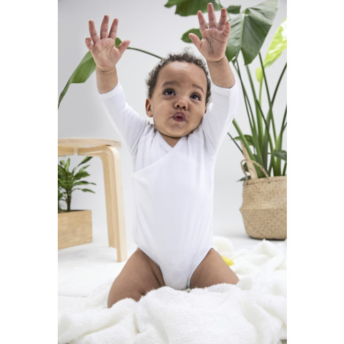 Babybugz Baby Long Sleeve Kimono Bodysuit Black 0-3M