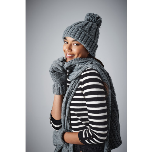 BB480 Beechfield Cable Knit Melange Beanie