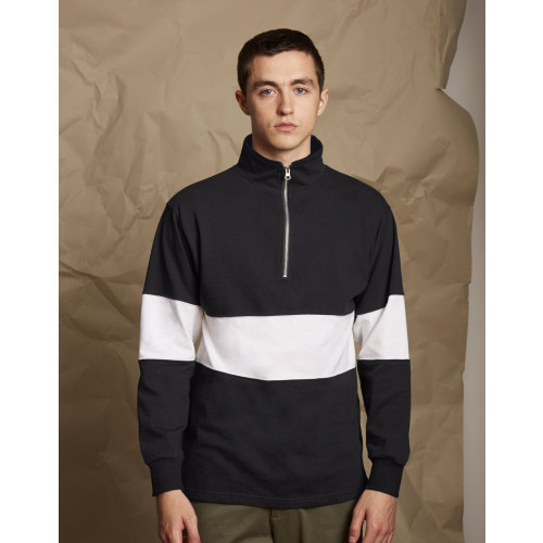 PANELLED 1/4 ZIP Navy/White XL