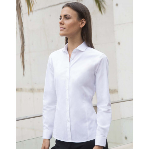 LADIES L/SLEEVE STRETCH SHIRT BLACK M