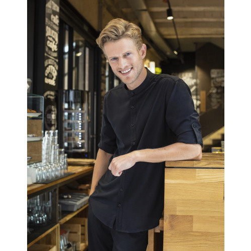 H592 CL Henbury Mandarin Roll Sleeve Anti-Bac Wicking Shirt CLEARANCE