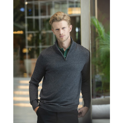 H729 CL Henbury Zip Neck Sweater CLEARANCE