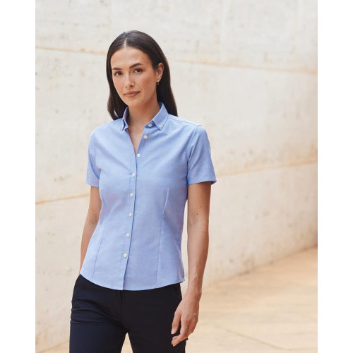 H518R LADIES MODERN SHORT SLEEVE REGULAR FIT OXFORD SHIRT