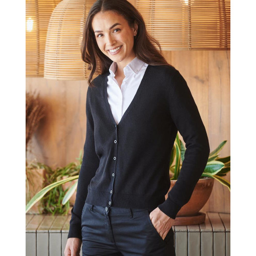 H726 Henbury LADIES LIGHTWEIGHT V-NECK CARDIGAN