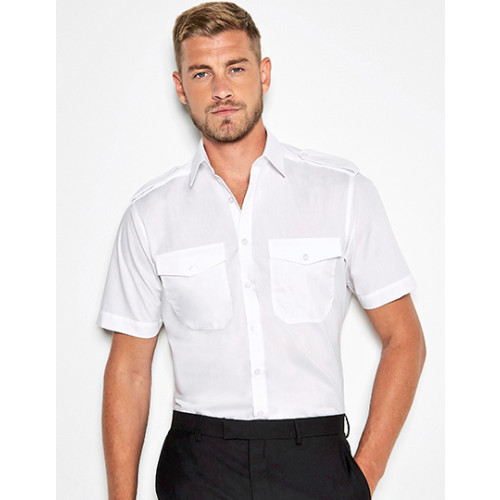 K133 Kustom Kit Men&Acirc;&acute;s Tailored Fit Pilot Shirt Short Sleeve