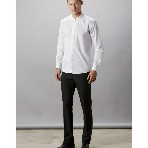 Long Sleeve Mandarin Collar Shirt S Black