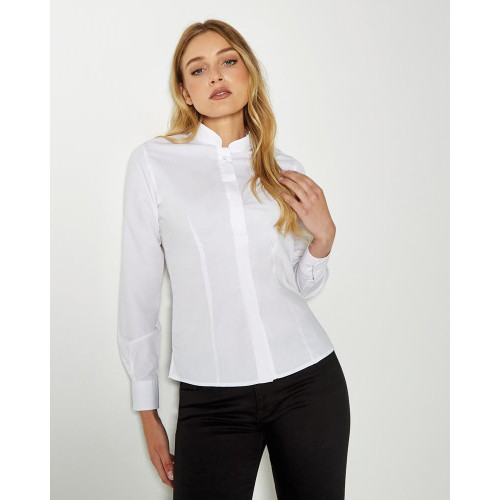 KK261 LADIES TAILORED FIT MANDARIN COLLAR L\S SHIRT