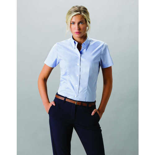 K701 CL Kustom Kit Ladies Short Sleeve Corporate Oxford Shirt CLEARANCE