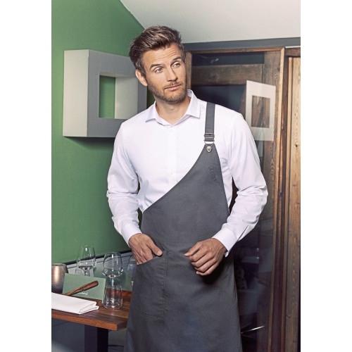 Karlowsky Asymmetrical Bib Apron Classic With Pocket Anthracite (ca. Pantone 7540C) 70 x 90 cm