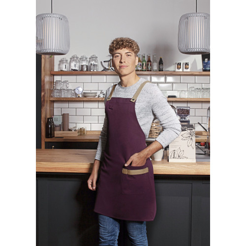 Karlowsky Bib Apron Urban-Look With Cross Straps And Pocket Moss Green (ca. Pantone 4229C) 70 x 85 cm