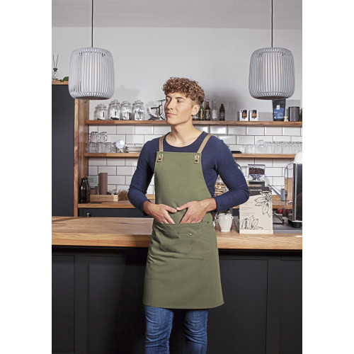 Karlowsky Bib Apron Urban-Nature With Cross Straps And Big Pocket Aubergine (ca. Pantone 5185C) 70 x 85 cm