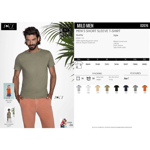 02076 SOL's MILO Men's Organic T-Shirt CLEARANCE