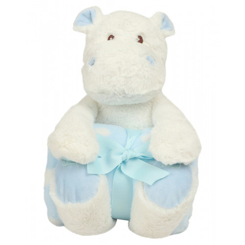 HIPPO WITH BLANKET WHITE/BLUE ONE SIZE