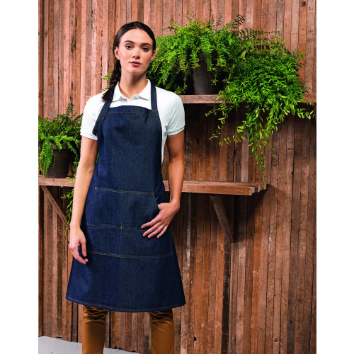 Denim Bib Apron One Size Black Denim