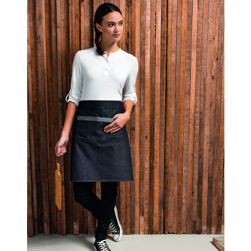 PR128 DOMAIN CONTRAST DENIM WAIST APRON