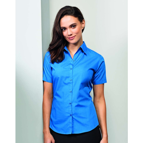 Premier Ladys Short Sleeve Poplin Blouse Aqua 6