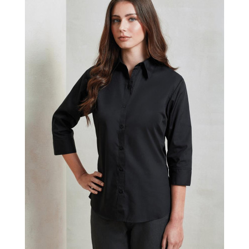 PR305 Premier Ladies 3/4 Sleeve Poplin Shirt