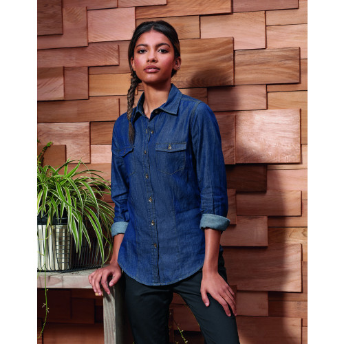 PR322 Premier Ladies Jeans Stitch Denim Shirt