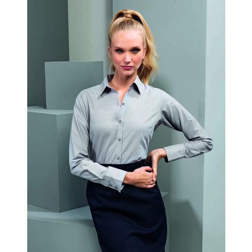 Ladies Signature Long Sleeve Oxford Shirt 8 Black