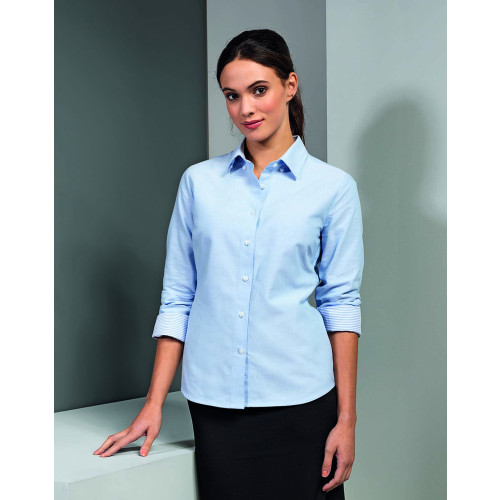 LADIES OXFORD STRIPES SHIRT OXFORD BLUE M