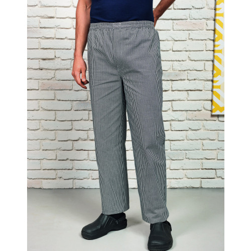 Pull On Chef's Check Trousers XS Black/White
