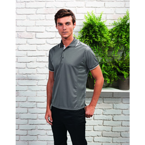 Premier Contrast Coolchecker Polo Black/Lime S