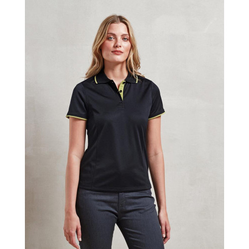 PR619 Premier Ladies Contrast Cool. Polo