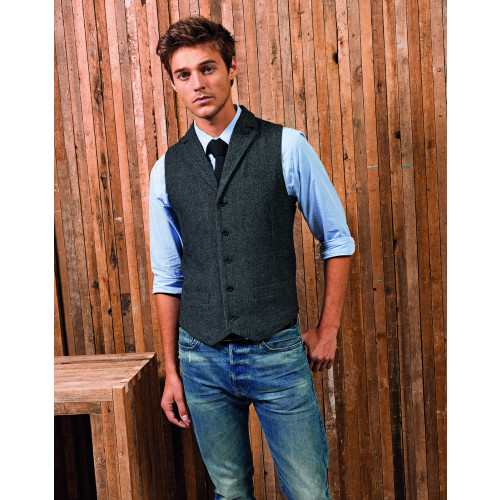 PR625Â Premier MENS HERRINGBONE WAISTCOAT