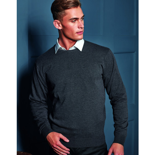 PR692 Premier Mens Crewneck Cotton Rich Knitted Sweater