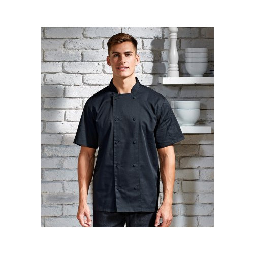 CHEFS COOLCHECKER SHORT SLEEVE JACKET BLACK  M