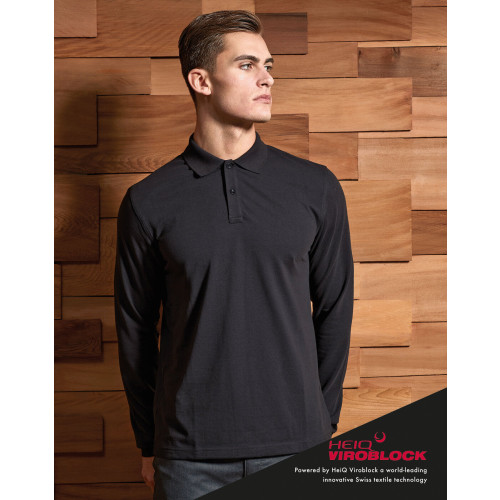 HEIQ VIROBLOCK LONG SLEEVE UNISEX POLO BLACK  M