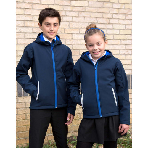 Result Core Kids TX Performance Hooded Soft Shell Jacket 3-4 Black/Seal Grey