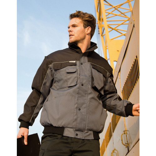 Result Work-Guard Zip Sleeve Heavy Duty Jacket S Grey/Black