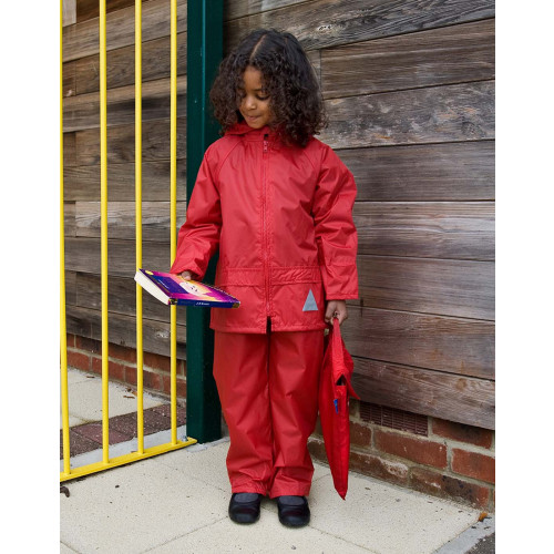 Result Kids Waterproof Jacket/Trouser Suit in Carry Bag Navy XS (3-4)