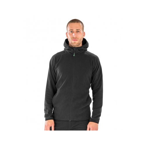 HOODED RECYCLED MICROFLEECE JACKET BLACK  M