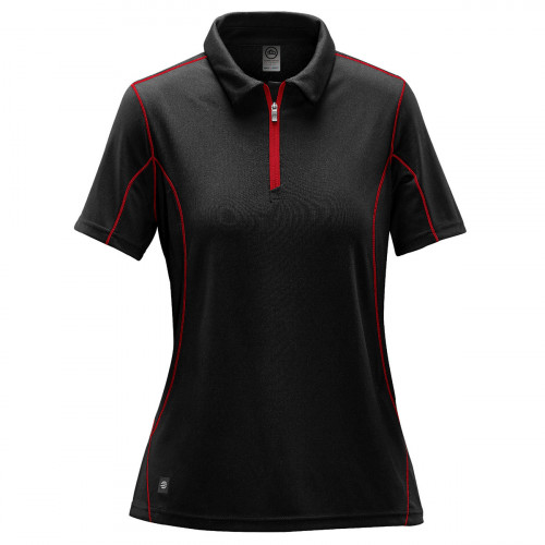 Stormtech W'S PULSE 1/4 ZIP POLO BLACK/BRIGHT RED XS