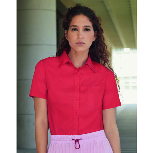 65014 CL FOTL Ladies Poplin Shirt Short Sleeve CLEARANCE