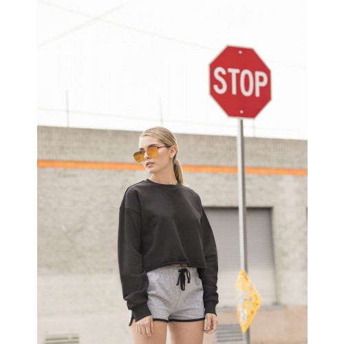 LADIES CROPPED SLOUNGE SWEAT BLACK M