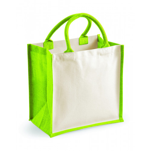PRINTERS MIDI JUTE TOTE NATURAL/APPLE GREEN One Size