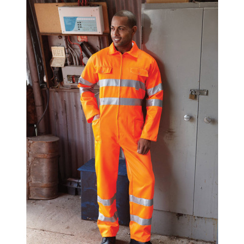 HI-VIS POLYCOTTON COVERALLS FLUORESCE YELLOW M