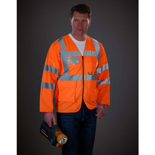 HI-VIS EXECUTIVE L/S WAISTCOAT FLUORESCE YELLOW M